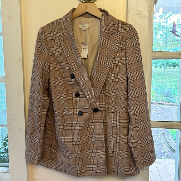 NWT Loft Brown Plaid Blazer - Picture 4 of 4